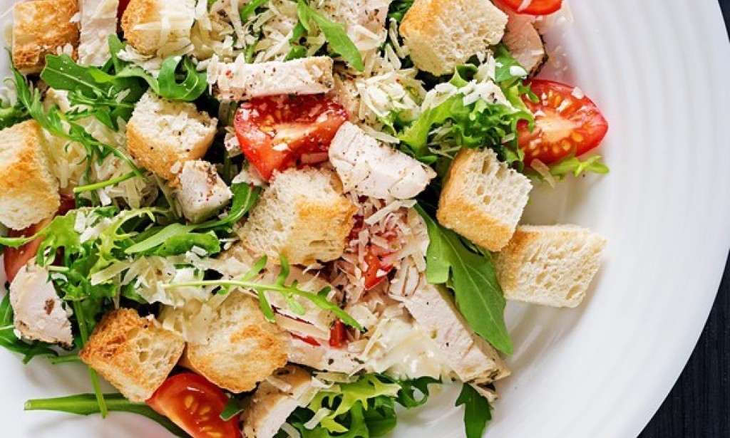 Cooking a classic Caesar salad